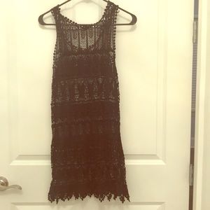 Black crochet swim cover up